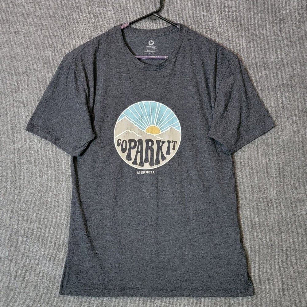 Merrell T-Shirt Mens Medium Gray Go Park It Short Sleeve Crewneck Graphic Tee